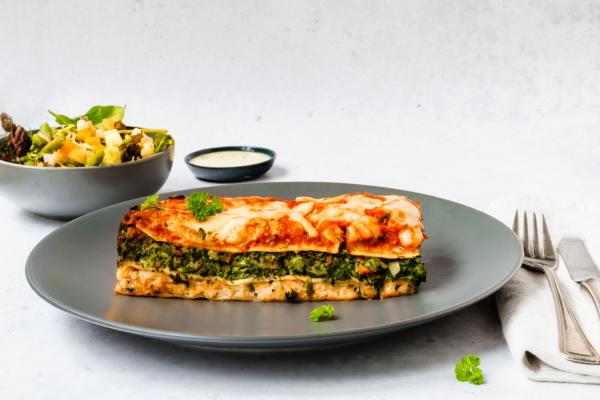 Lasagne met gerookte zalm en spinazie