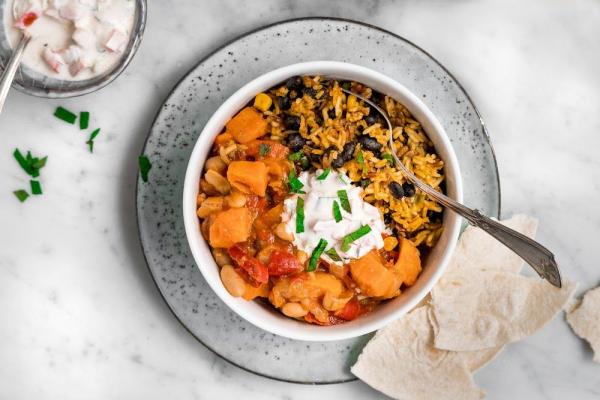 Chili sin carne met zoete aardappel