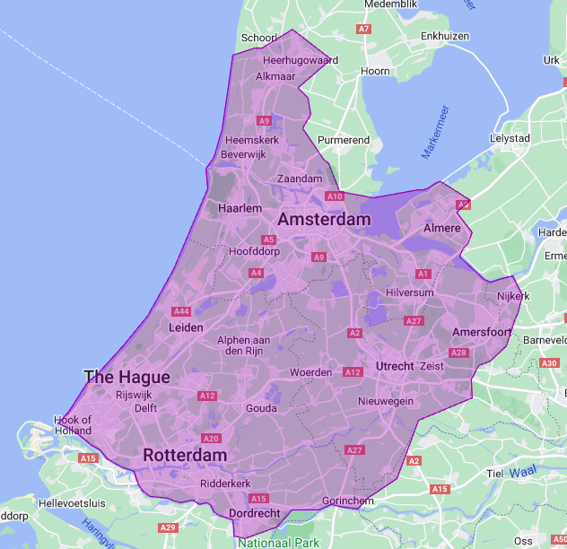 Bezorggebied Randstad